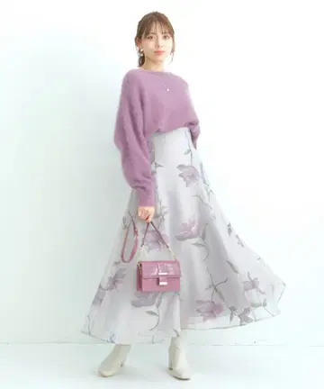 마이 스트라다 오팔 꽃무늬 플레어 스커트