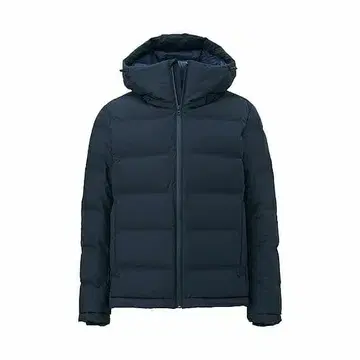 UNIQLO 심리스 다운 파카 코트 자켓 네이비 후드 부착 M