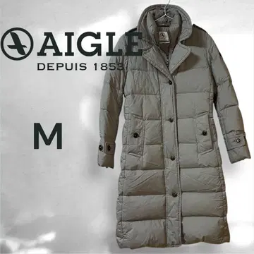 AIGLE 에글 목 부분 이너 포함 다운 롱 코트 M 그레이 방한
