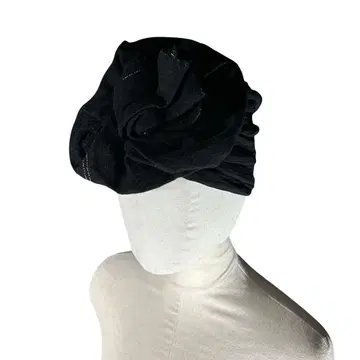 레어 80s archive 장식 디자인 터번 블랙 스크런치