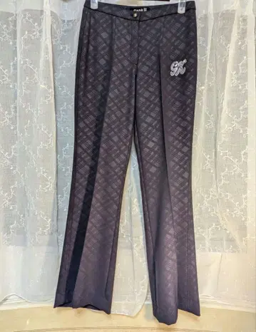 이타리야 스트레치 팬츠 S 크리스탈 로고 센터 프레스 블랙 그레이