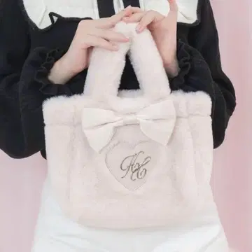 Honey Cinnamon 하트 로고 리본 포함 에코 퍼 백 핑크