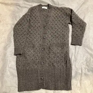 미라 오웬 그레이 짜임 패턴 가디건 긴팔