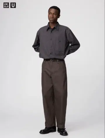 UNIQLO U 유니클로 u 와이드핏 치노 39 다크 브라운 79cm