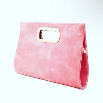 핑크 인조 가죽 클러치백 핸들 포함