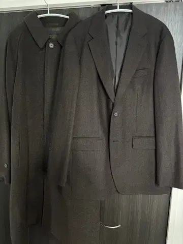 울 블렌드 코트 & 자켓 세트 XXL/XL 다크 브라운