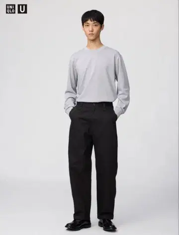 유니클로 U 와이드 핏 치노 블랙 79