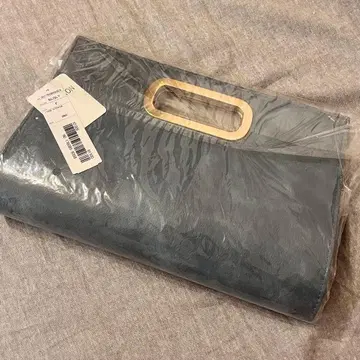 블루 그레이 인조 가죽 핸들 포함 클러치백