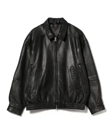 BEAMS 와이드 핏 4 포켓 가죽 블루종