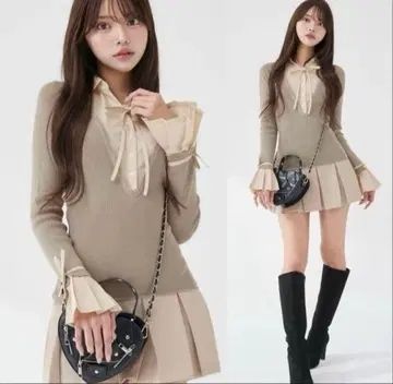 다리치 셔츠 도킹 플리츠 미니 원피스 당일 발송