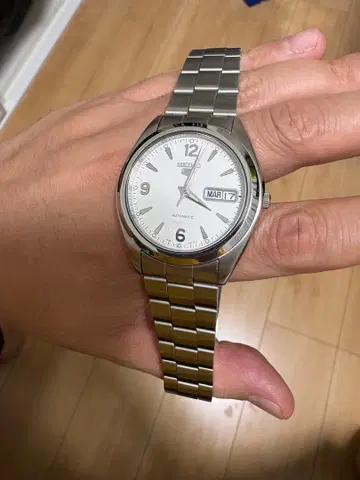 세이코 자동 와인딩 시계 실버 SEIKO 5 손목시계