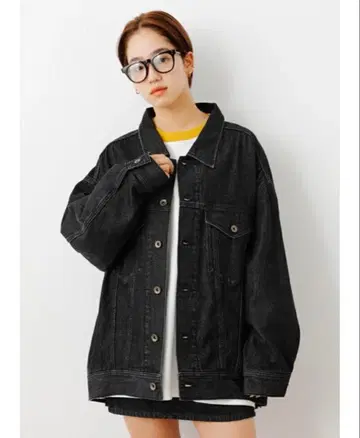 로데오 크라운 데님 자켓 블랙 데님 오버 사이즈