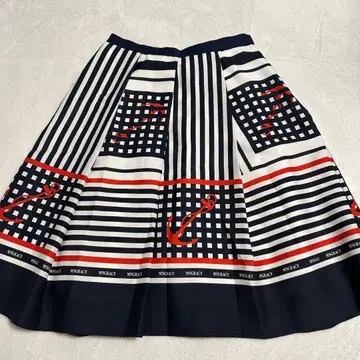 엠즈 그레이시 M'S GRACY 스커트 40 마린 닻 패턴 플레어