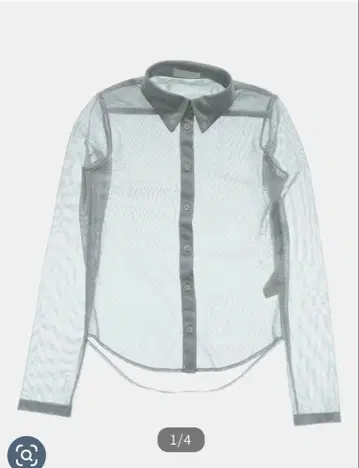 Burmula 메쉬 긴팔 셔츠 S 사이즈 투명/그레이