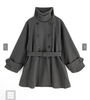 그레이 더블 브레스트 울 코트 프리 사이즈