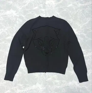 KRIZIA 캐시미어 100% 가디건 블랙 46 이탈리아제 애니멀 무늬