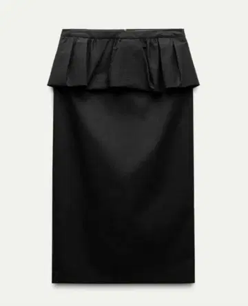 ZARA 페플럼 미디 스커트 블랙 프릴 타이 트 스커트 XS