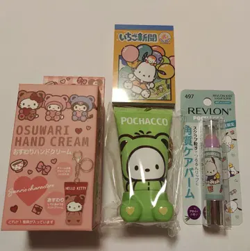 산리오 포차코 3종 세트 앉은 포즈 핸드크림 메모 각질 케어 밤