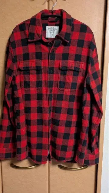 Abercrombie & Fitch 플란넬 셔츠 M 레드 블랙 체크