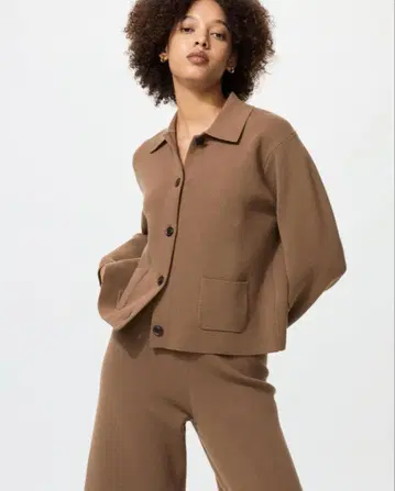 브라운 버튼 자켓