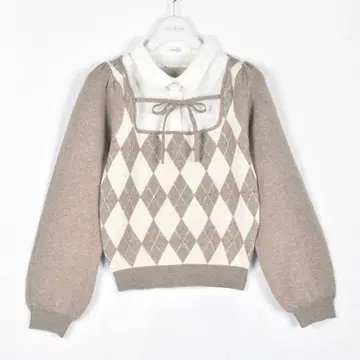 [ evelyn ] 옷깃 비쥬 니트 베이지