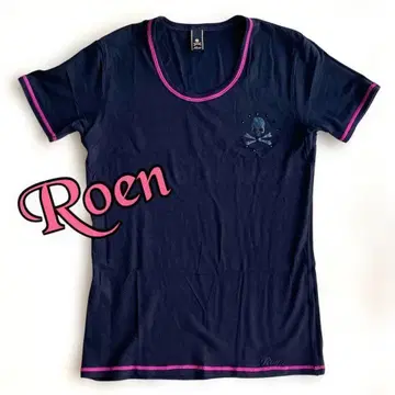 로엔 Roen T셔츠 남성용 상의 블랙 크루넥 고급