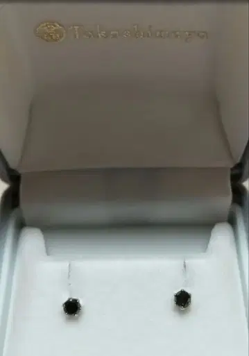 타카시마야 Pt 블랙 다이아몬드 귀걸이 0.2ct 플라티나 다이아몬드