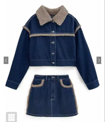 GRL 보아 데님 자켓 미니 스커트 셋업