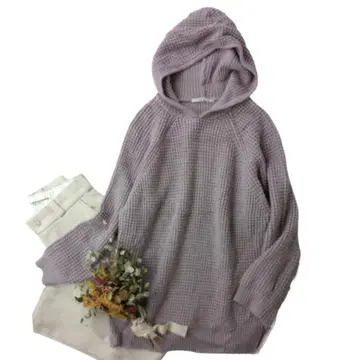 KBF 어반 리서치 와플 후디 니트 더스티 퍼플