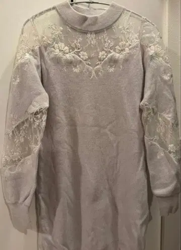 snidel 시스루 자수 니트 원피스