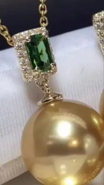 16mm 빅볼! 샴페인 골든 조개 펄 목걸이