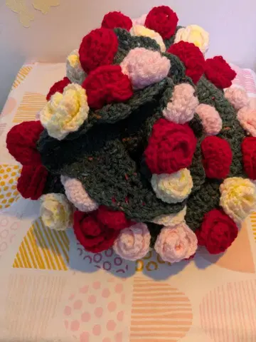 핸드메이드 플라워 부케 담요 직경 약 60cm