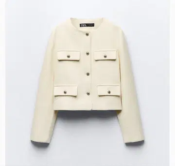 ZARA 플랩 크롭 자켓 에크루 XS