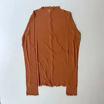 HAKUJI 시어 리브 롱 슬리브 풀오버 애프리콧