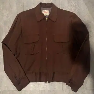 50s vintage 개버딘 레이온 개버딘 자켓 브라운