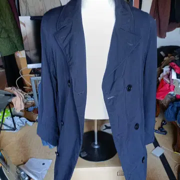 네이비 더블 버튼 테일러드 자켓