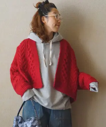 저널 스탠다드 luxe 시프 울 아란 가디건 레드