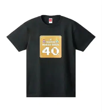 닌텐도 슈퍼 마리오 브라더스 40주년 티셔츠 L 블랙