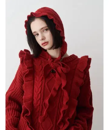 jouetie 프릴 케이블 니트 튜닉 캡