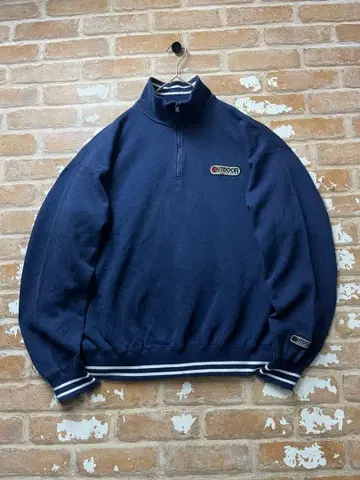 90s 아웃도어 맨투맨 하프 지퍼 네이비 자수 아웃도어