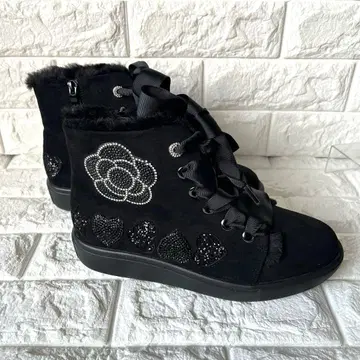 거의 새상품 Noubel Voug Relax 겨울용 하이컷 스니커즈 블랙