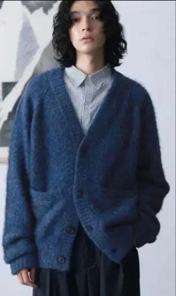 SINSS 샤기 니트 믹스 가디건