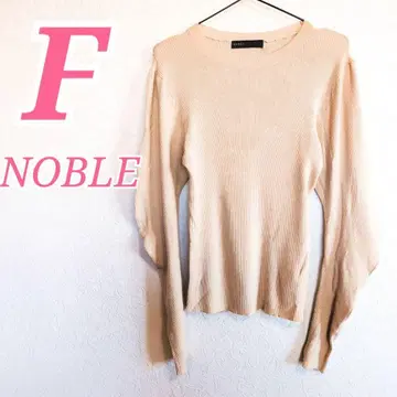 NOBLE 베이지 리브 니트 스웨터 크루넥 돌먼 슬리브