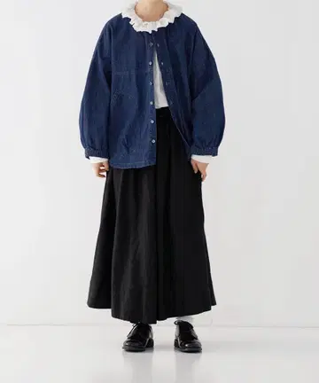 nest Robe 린넨 개더 스커트 블랙