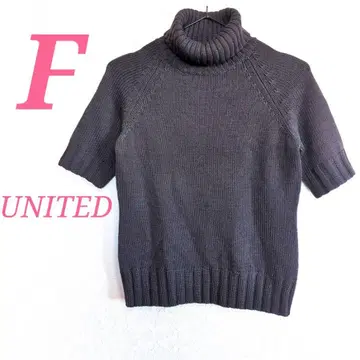 UNTITELD 블랙 반팔 터틀넥 스웨터 심플 캐주얼 F