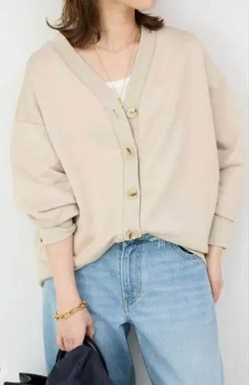 베이지 브라이트 쭈리 가디건 긴팔