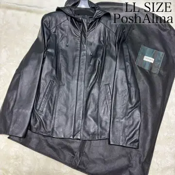 지금만 가격 LL 사이즈 포슈아로마 램 가죽 후드 자켓 블랙