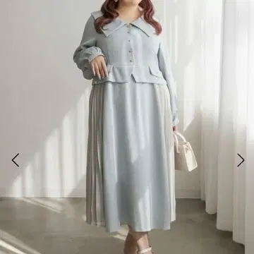 CLETTE 쿠레트 플리츠 절개 트위드풍 원피스 빅 사이즈