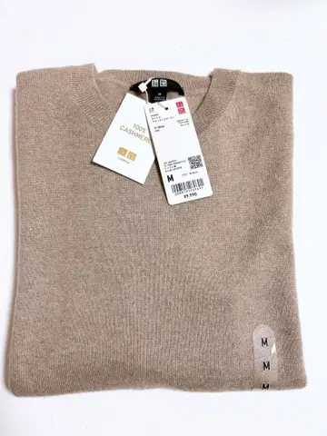 유니클로 캐시미어 100% 크루넥 스웨터 베이지 M