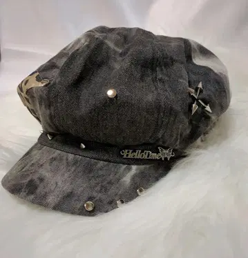 헌팅 캡 데님 레오파드 무늬 레오파드 별 스터드 Y2K 헤이세이 챙 있음